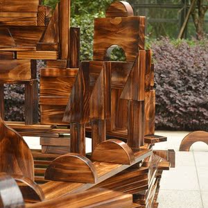 大块大号搭建木质大班城堡构建区玩具积木}木块建构区域材料中班