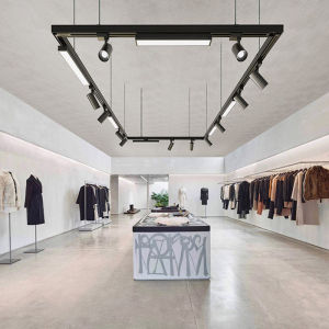 长杆射灯高楼层轨道条轨道灯服装店市工程吊杆吊轨悬挂桥架