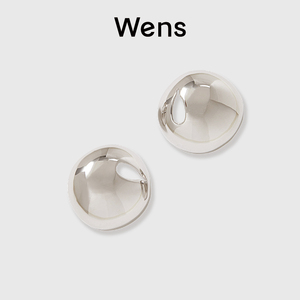Wens圆球型水滴镂空银色设计师博主同款百搭夸张耳环小众高级感