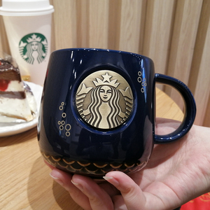 星巴克马克杯限量铜章经典女神情侣送礼黑白对杯咖啡杯陶瓷水杯子