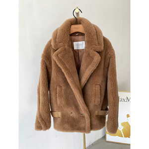 maxmara剪标店1951纪念版泰迪熊短款大衣teddy骆驼绒皮草外套女