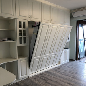 隐形上翻床翻板床固定墙上的折叠床能收起来的墨菲床墙面壁柜挂式