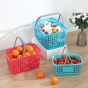 *菜监子装水果的塑料小篮购物超市a框筐蓝手提用外卖送餐长家方收
