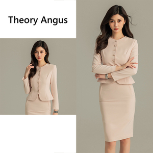 Theory Angus2024春夏显白裸粉西装外套半身裙职业套装两件套女装