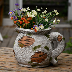 庭式田园陶罐花盆花园水壶造饰复古美院多肉盆栽阳台花器露台装景