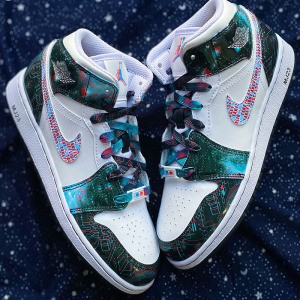 适配nike耐克aj1星空take flight空军一号裸眼3d彩色鸳鸯拼接鞋带