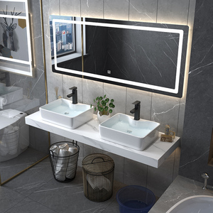 定制浴室柜组合双盆一体洗手洗脸台上盆公共卫生间酒店宾馆洗漱台