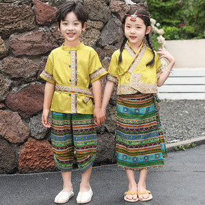 儿童演出服男童女童舞蹈服六一少数民族服饰傣族服装表演服古典舞