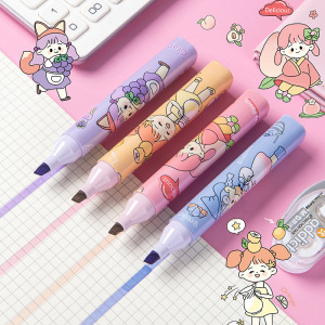 卡通水果女孩荧光笔可爱学生划重点标记记号笔彩色软头涂鸦绘画笔大