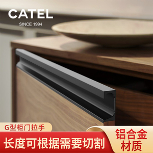 黑色隐形隐藏橱柜门抽屉小拉手内嵌暗拉手g型免拉手衣柜加厚把手