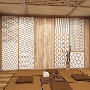 日式原木背景墙纸复古花纹榻榻米寿司店餐厅网红拍照和风壁纸墙布