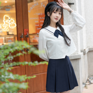 青间白鹿【月初白】 疏疏原创正品jk制服裙学院风纯色a字半身裙女