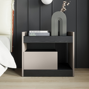 意式轻奢极简艺术设计床头柜现代简约新款卧室多功能床边柜储物架