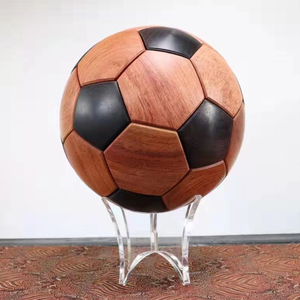 鲁班锁榫卯实木足球摆件创意手工小巴花紫光檀原木玩具学生儿童礼