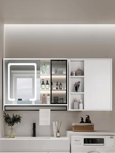 宜家卫生间智能浴室镜柜单独挂墙式带边柜马桶柜实木阳台柜镜子置