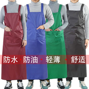 夏季薄款双肩防水布围裙韩版时尚成人家务耐酸碱厨房工作食堂围腰