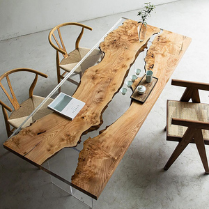 环氧树脂河流桌海浪实木大板茶桌实木原木茶板桌餐桌茶几整板家具