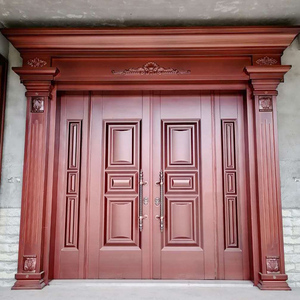 锌合金中式别墅大门防盗门家用大门双开入户对开门乡村仿铜门定制