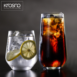 Krosno进口无铅水晶玻璃简约菱形柠檬水杯鸡尾酒长饮海波莫吉托杯