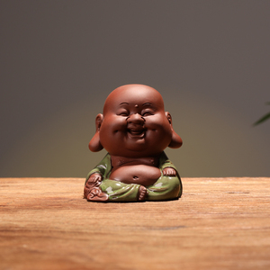 宇轩 紫砂喜宠摆件禅工可养欢茶小d弥勒可爱茶玩茶艺家居装饰手意