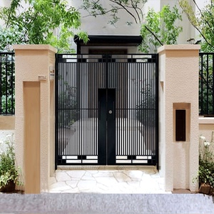 定做铝合金庭院门别墅大门不锈钢花园门铁艺双开门单开门日式简约