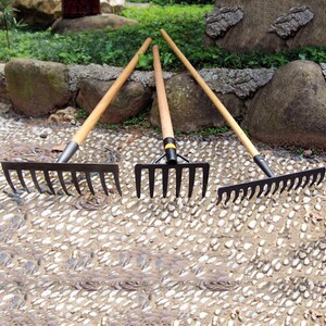农用农具园林筢子铁扒子园艺工具树叶耙草爬草钉耙铁耙子 6齿耙头