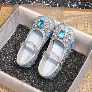爱莎公主鞋女童鞋2023夏款新款儿童单鞋冰雪奇缘水晶鞋女宝宝鞋子