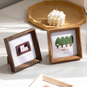 木质相框摆台正方形六6寸照片打印加相框油画棒儿童画框挂墙8框架