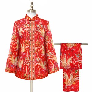 寿衣女重工秀禾全套殡葬用品女款送老衣去世冲喜衣服老人过世寿服