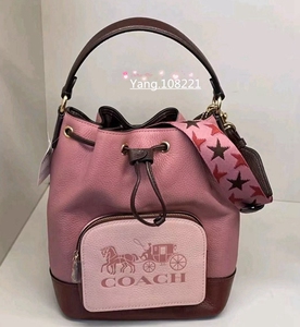 美国蔻驰coach女包小雏菊经典马车印花水桶包单肩斜挎流浪包