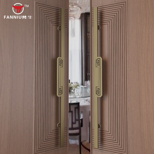 新中式玻璃门古铜长拉手会所推拉木门刻字把手办公室双开门把定制