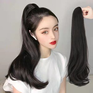 网红假发马尾女抓夹式微卷内扣卷发中长款绑带式高马尾假发假发片