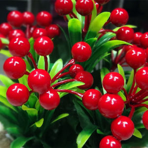 发财果幸运果客厅浆果仿真花红果子冬青相思豆红色假花小红果摆件