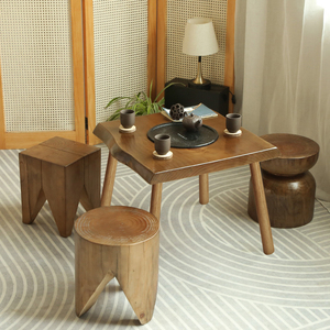 日式阳台小户型实木茶桌椅组合简约禅意飘窗茶几乌金石茶台泡茶桌