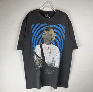 科特柯本kurt cobain吉他手t恤nirvana乐队宽松印花短袖