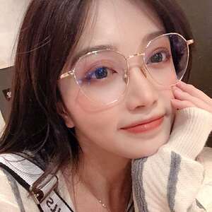 方式镜框显瘦ins风金丝框镜架适合方脸的方圆眼镜框女生素颜神器