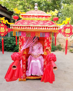 r轿子花轿中式八抬大轿婚庆婚礼结婚c花轿中式古典折叠双顶豪华