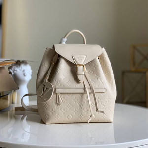 lv路易威登女包montsouris系列白色老花压纹双肩包背包m45397