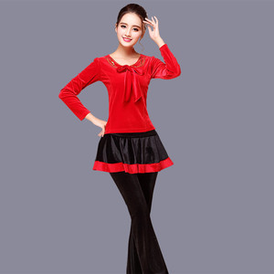 广场舞服装新款套装演出服中老年妈妈套裙a舞蹈跳舞服女韩国绒长