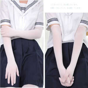 夏季防晒手套女士五指黑色丝袜长款高弹力男酒吧表演礼仪手套时尚