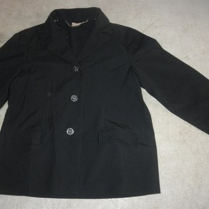 老上海七八十年代女式有机玻璃纽扣衣服黑色暗条西服道具(很新m