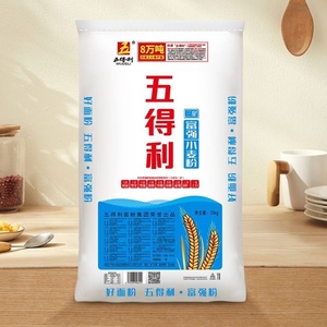 【五得利面粉】三星富强小麦粉25kg商用家用通用面粉白面50斤