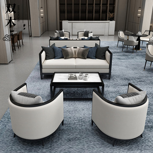 新中式售楼处部洽谈沙发组合茶楼酒店大堂接待卡座样板房家具定制