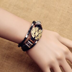 星座巨蟹座手环编织男装金牛座手链时尚皮绳双鱼座佩戴闺蜜韩版潮