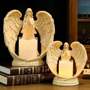 欧式天使蜡烛台摆件led电子复古法式小烛台创意客厅餐桌面装饰品