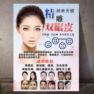 双眼皮海报宣传图医美整形图片微整广告宣传画纳米无痕双眼皮挂画