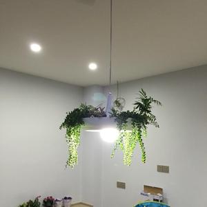 白色吊灯铝材艺术灯花盆空中花园盆栽植物北欧餐厅创意吊灯灯具