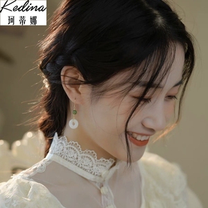 适合配旗袍的耳环一念古法烟紫和田玉平安扣中国风宫廷复古小耳饰