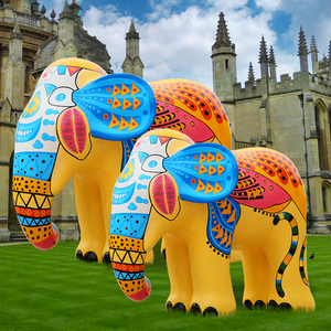 玻璃钢彩绘大象雕塑定制户外仿真象公园草坪商场售楼部幼儿园摆件