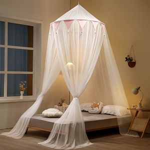 公主风圆顶蚊帐吊顶免安装公主女孩梦幻床帘幔纱吊挂家用1.5床幔